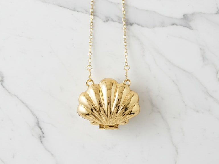 Acrylic Golden Mini Shell Clutch