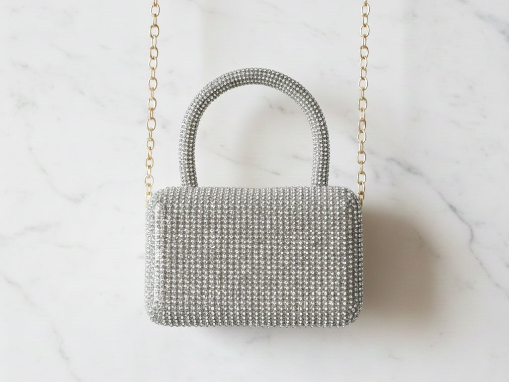 Silver Multi Mini Box Clutch