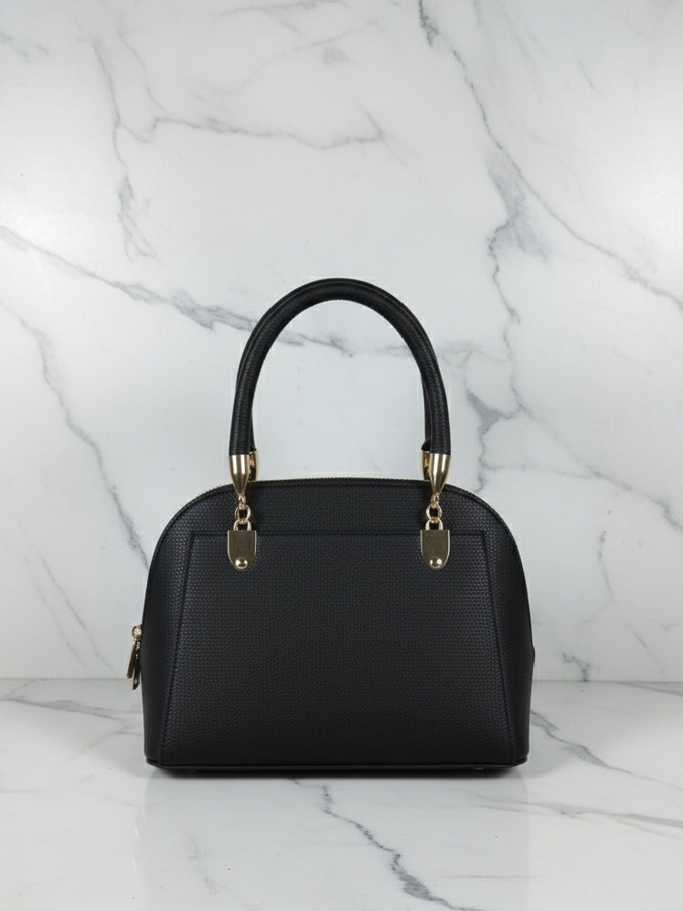Small Black Domed Top-Handle Bag
