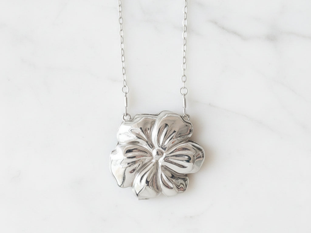 Metallic Silver Mini Flower Clutch