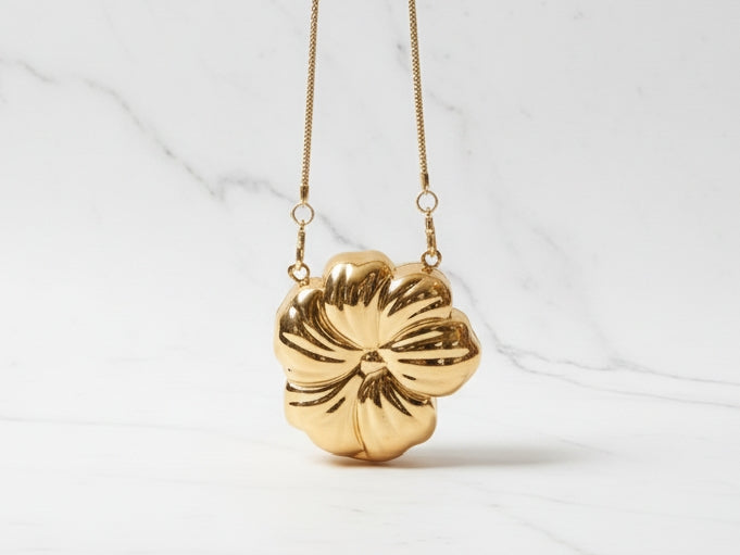 Acrylic Golden Mini Flower Clutch