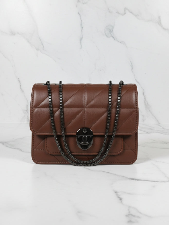 Chocolate Quilted Flap Bag