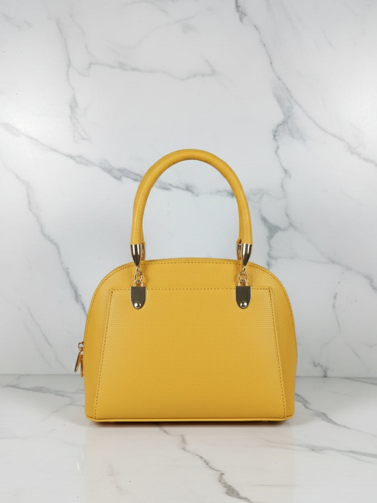 Small Mustard Domed Top-Handle Bag
