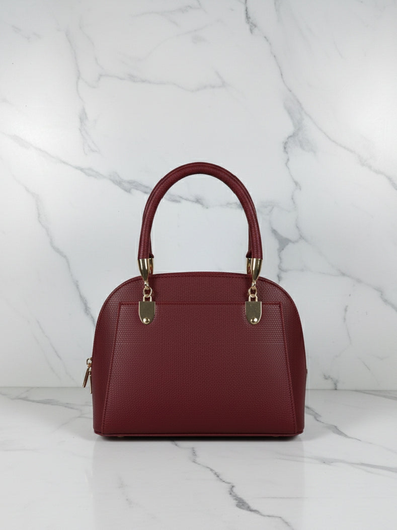 Small Maroon Domed Top-Handle Bag