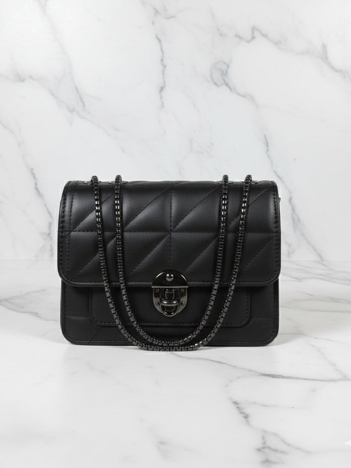 Black Quilted Flap Bag