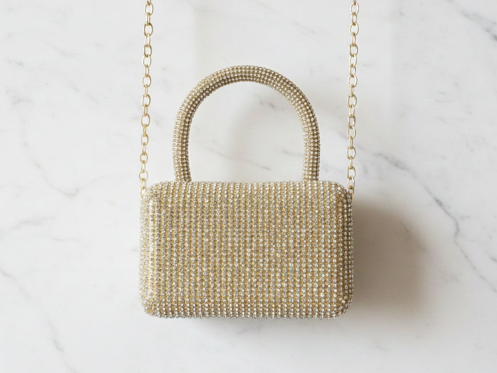 Golden Mini Box Clutch