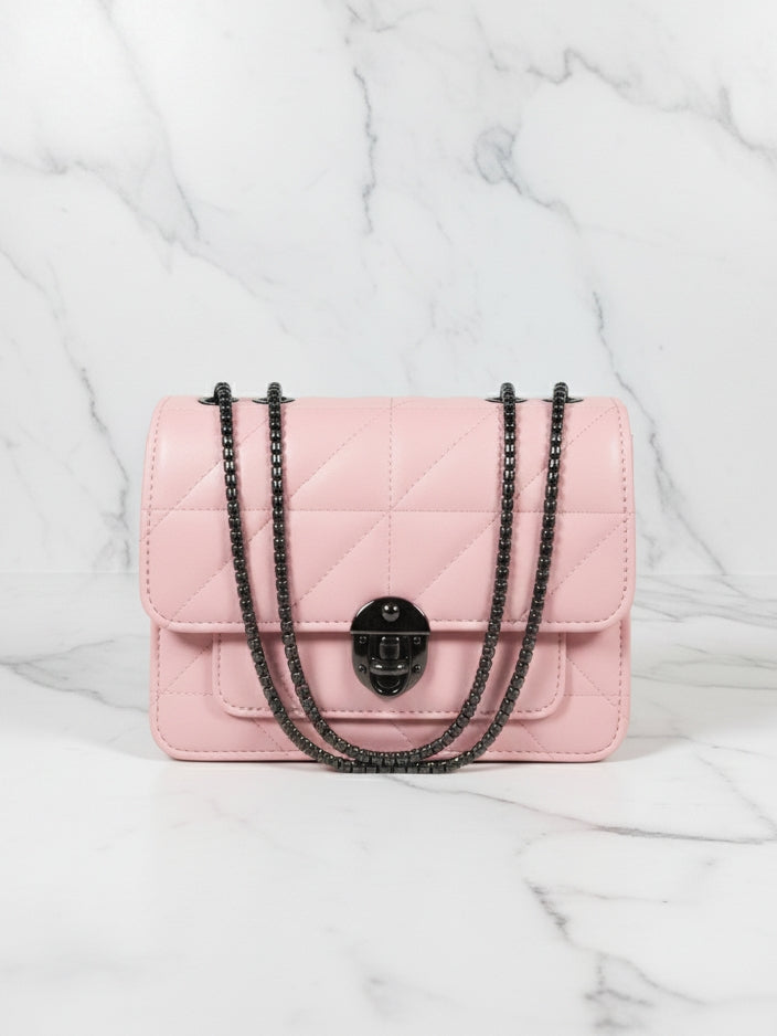 Pink Quilted Flap Bag
