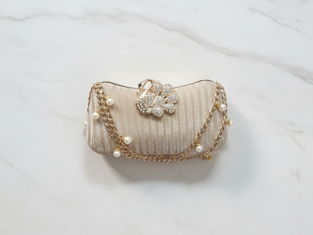 Golden Swan Brooch Clutch