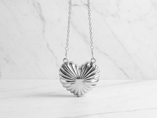 Acrylic Silver Mini Heart Clutch