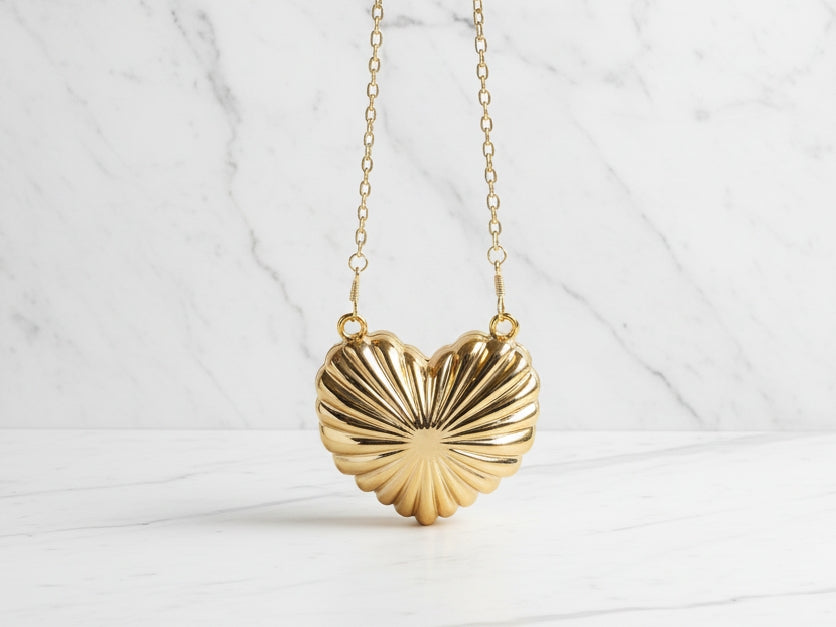 Acrylic Golden Mini Heart Clutch