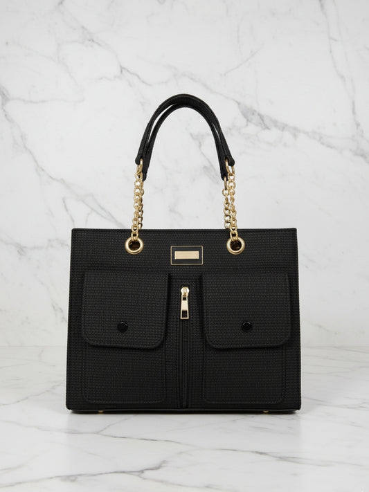 Black Woven Tote Bag