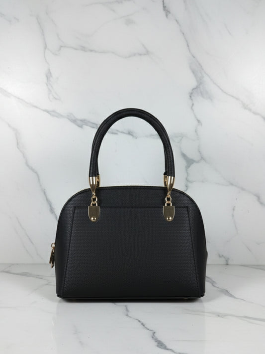 Small Black Domed Top-Handle Bag