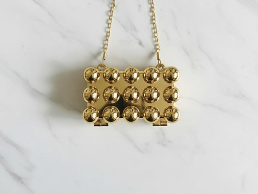 Acrylic Golden Mini Box Clutch
