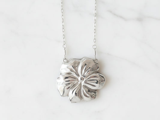 Metallic Silver Mini Flower Clutch