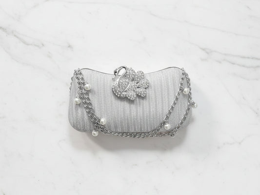 Silver Swan Brooch Clutch