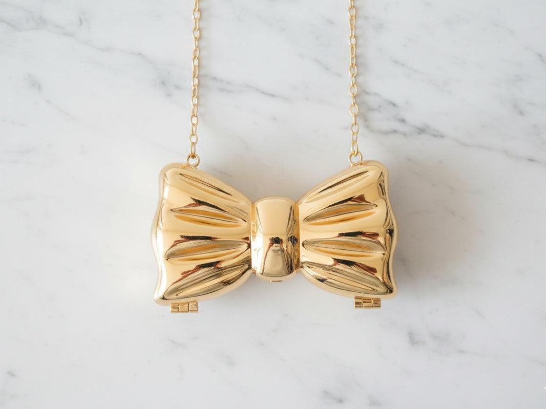 Metallic Golden Mini Bow Clutch