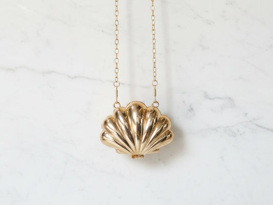 Metallic Golden Mini Shell Clutch