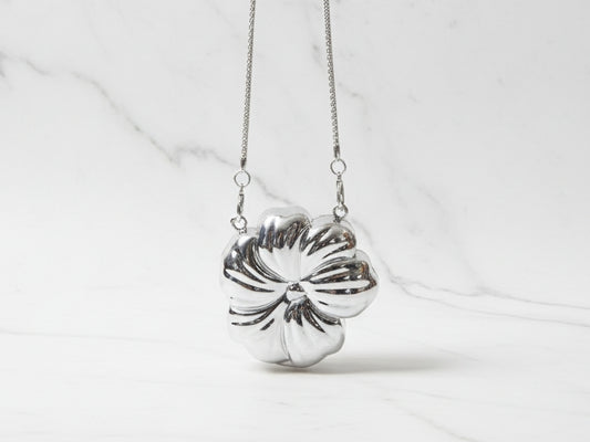 Acrylic Silver Mini Flower Clutch