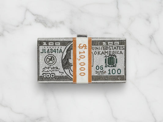 Rhinestone Hundred Dollar Bill Clutch