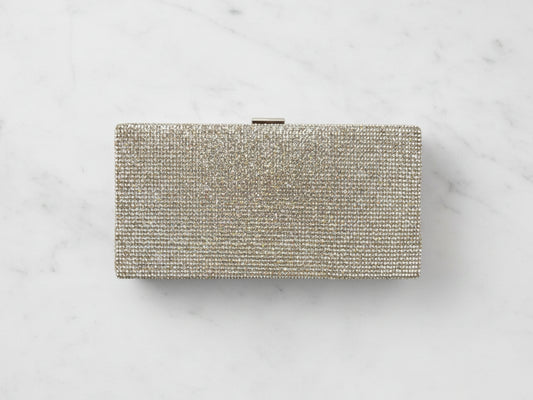 Golden Rhinestone Box Clutch