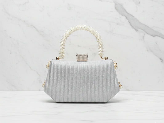 Silver Pearl Handle Clutch