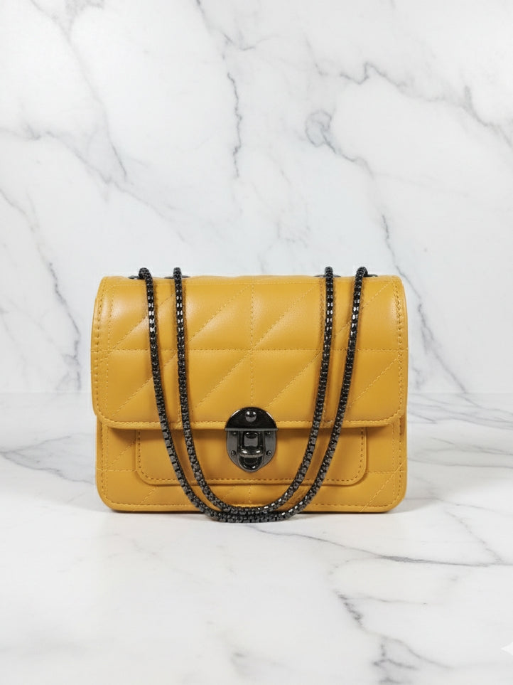 Mustard Quilted Flap Bag