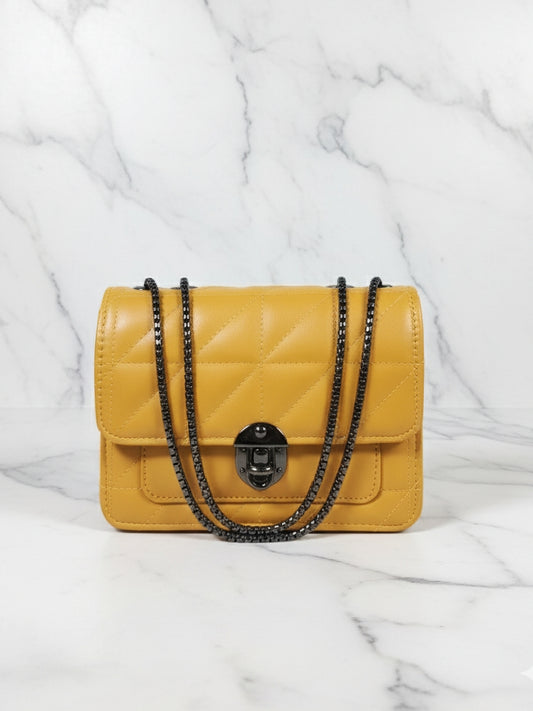 Mustard Quilted Flap Bag