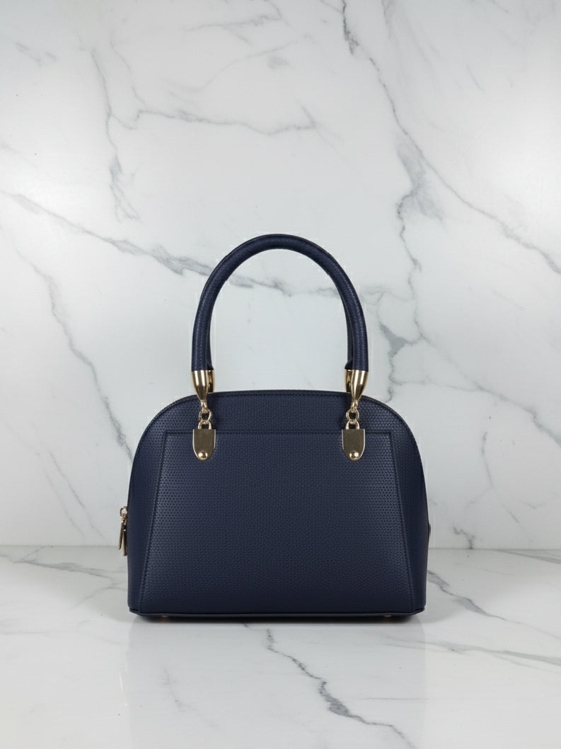 Small Blue Domed Top-Handle Bag
