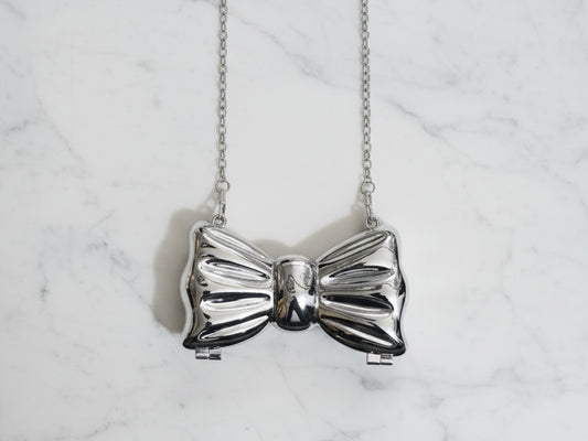 Acrylic Silver Mini Bow Clutch