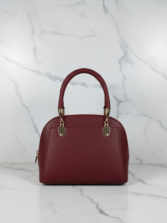Small Maroon Domed Top-Handle Bag