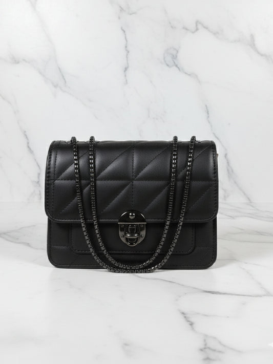 Black Quilted Flap Bag
