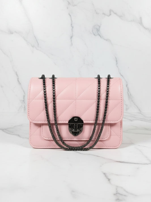 Pink Quilted Flap Bag