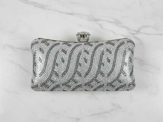 Silver Single Side Rhinestone Clutch