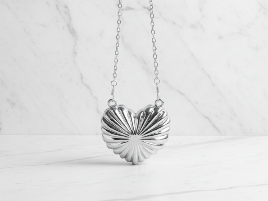 Acrylic Silver Mini Heart Clutch