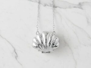 Acrylic Silver Mini Shell Clutch