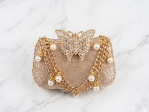 Golden Mini Butterfly Brooch clutch