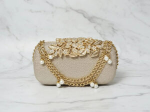 Golden Double Chain Leaf Clutch