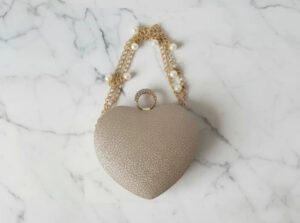 Golden Double Chain Heart Clutch