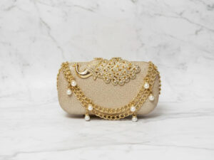 Golden Double Chain Peacock Clutch