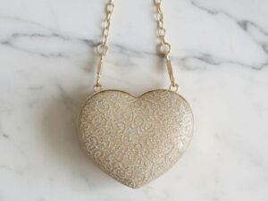 Golden Mini Heart Clutch