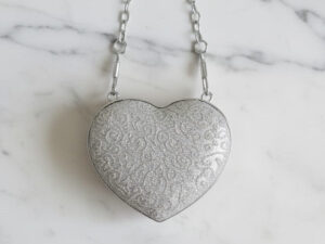 Silver Mini Heart Clutch