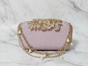 Rose Gold Double Chain Leaf Clutch