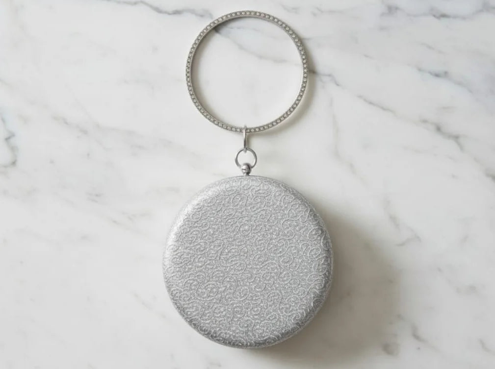 Silver Fancy Bangle Disc Clutch