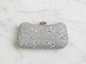 Silver Fancy Rhinestone Clutch