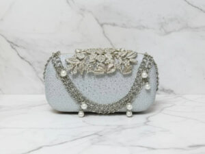 Silver Double Chain Leaf Clutch