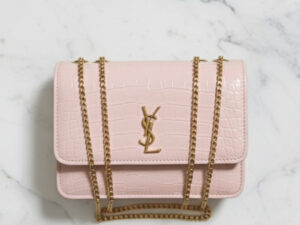 Pink Crocodile Faux Leather Boxy Bag