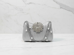 Silver Double Chain Clutch