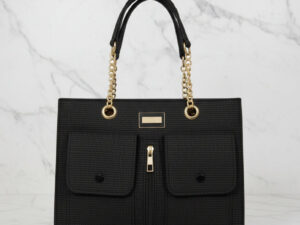 Black Woven Tote Bag