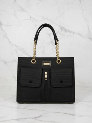 Black Woven Tote Bag