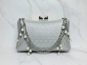 Silver Double Chain Clutch